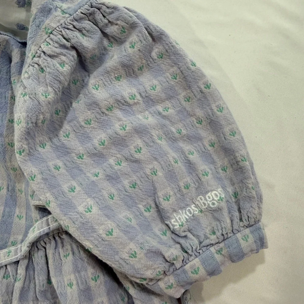 OshKosh B'gosh Vintage Dress Girls 6X Purple Gingham Cotton Floral Peter Pan USA